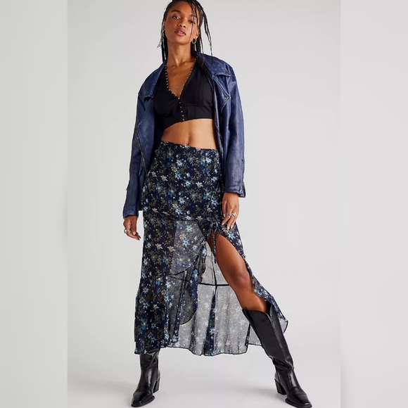 NWT Free People Ruffle Edge Maxi Skirt